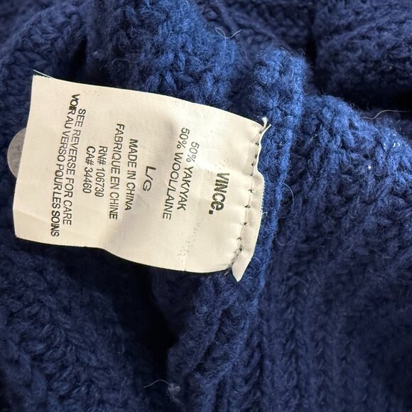 Dark Blue Wool High Neck Sweater | Vince | Sz L - Picture 5 of 7